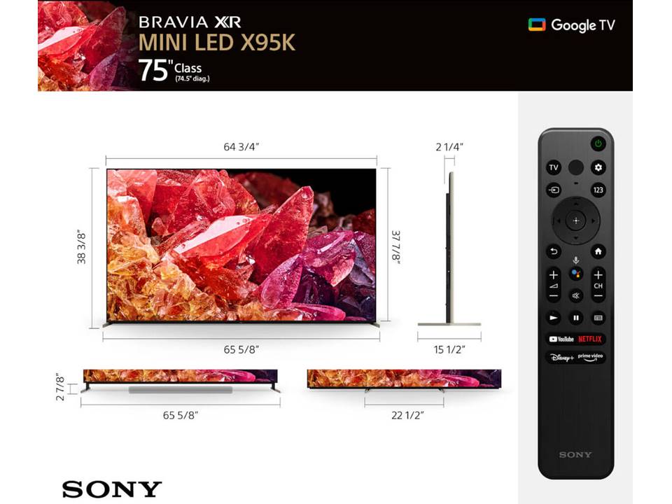 Sony 75" BRAVIA XR X95K 4K HDR Mini LED Smart TV 75X95K