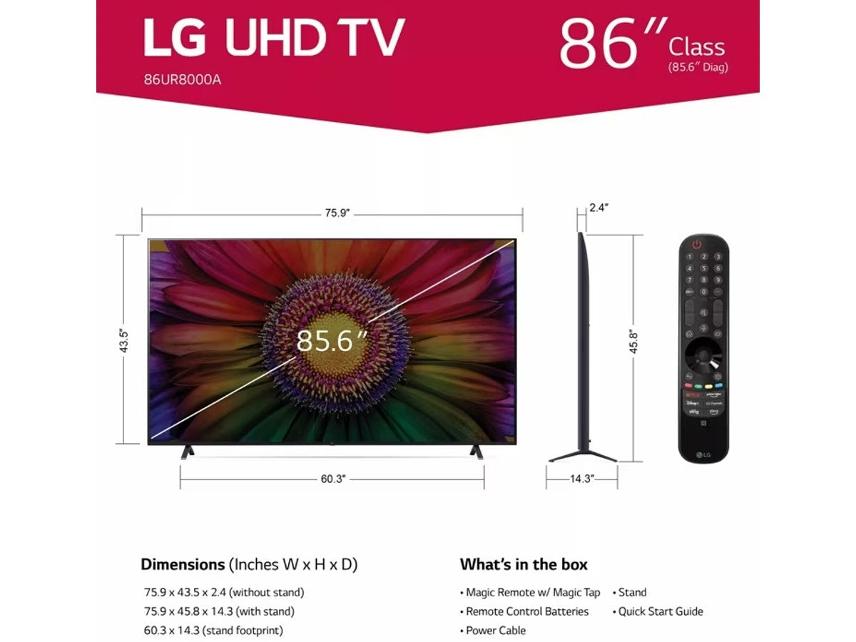 Buy LG 86 Inch Class UR8000 series LED 4K UHD Smart webOS 23 w ThinQ AI TV in UAE