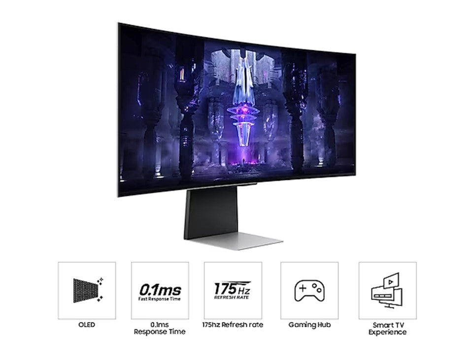 Samsung 34 inches G85SB Odyssey OLED G8 Ultra WQHD 175Hz Smart Gaming Monitor