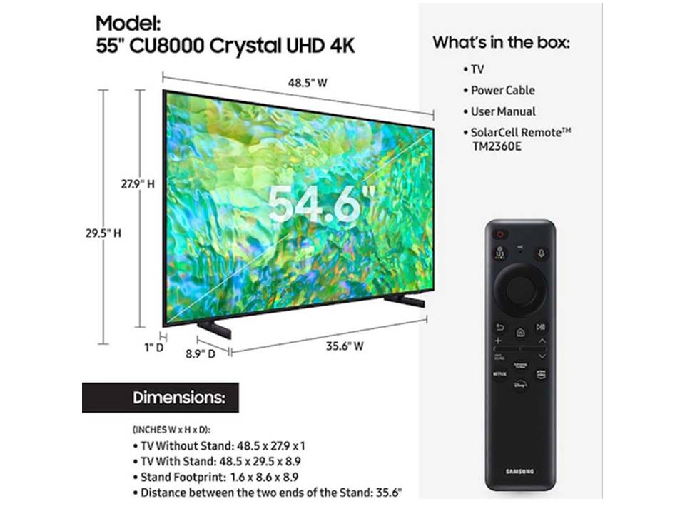 Samsung 55 inch  CU8000 Crystal UHD 4K HDR Smart TV in UAE