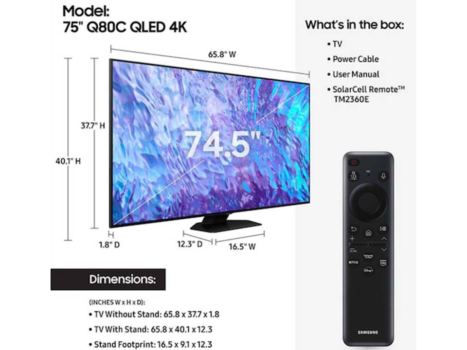 Samsung 75 inch Q80C QLED 4K HDR Smart TV in UAE