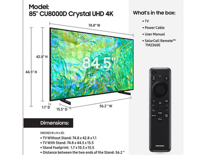 Samsung 85" CU8000D Crystal UHD 4K HDR Smart TV