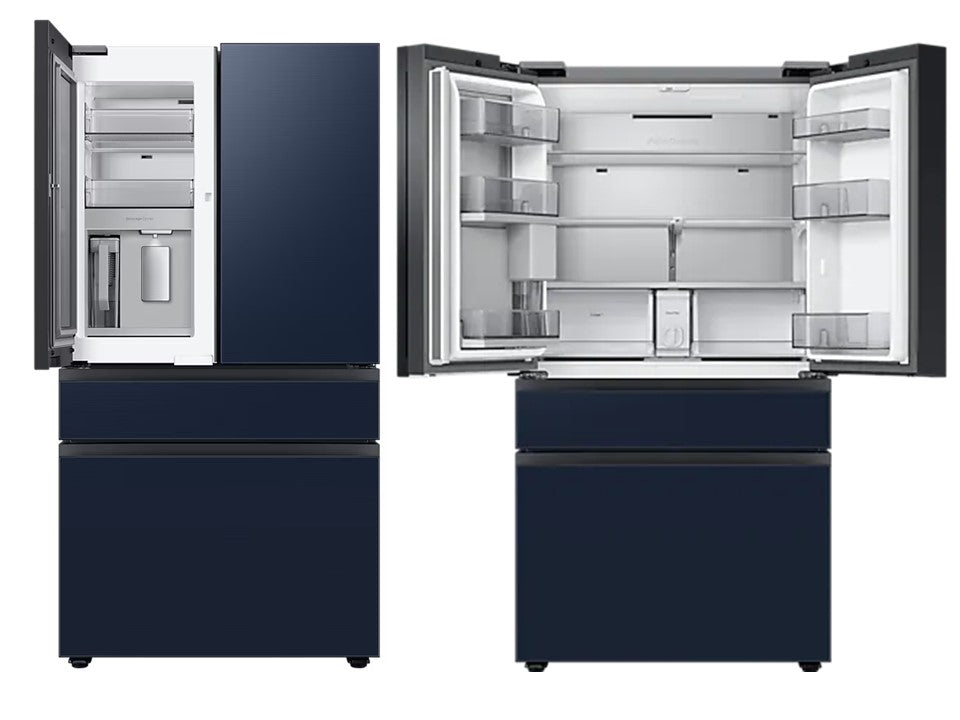 Samsung Bespoke French Style Fridge Freezer with Beverage Centre Metal Navy