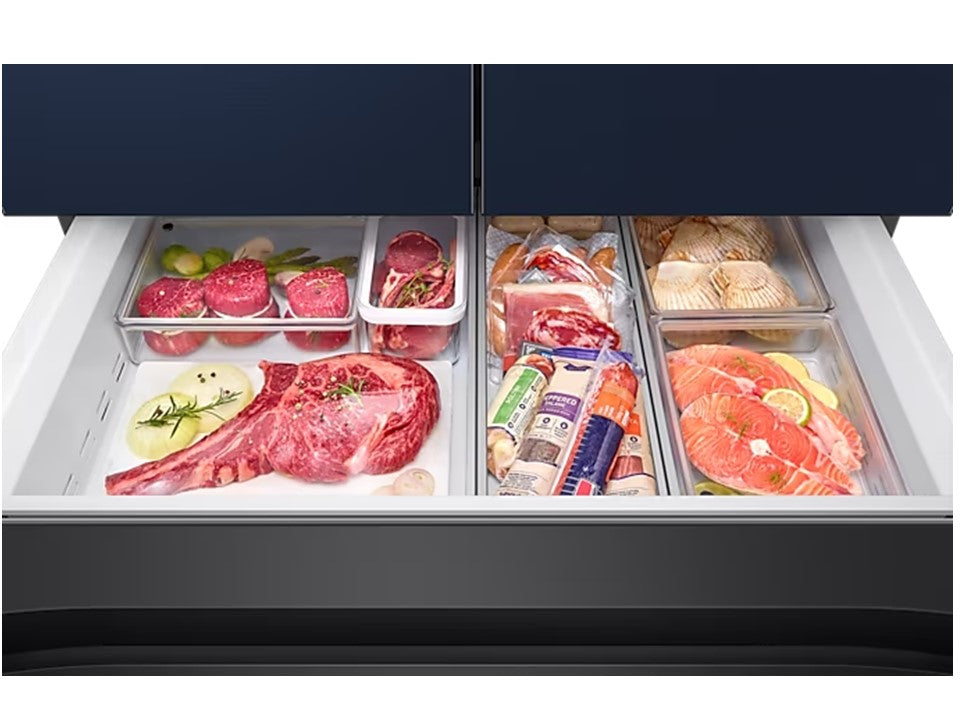 Samsung Bespoke French Style Fridge Freezer with Beverage Centre Metal Navy