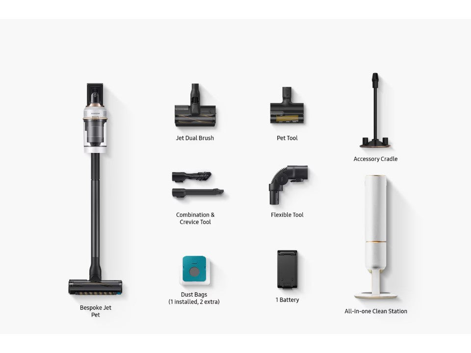 Samsung Bespoke Jet Cordless Stick Vacuum Cleaner Max 210W Suction Power