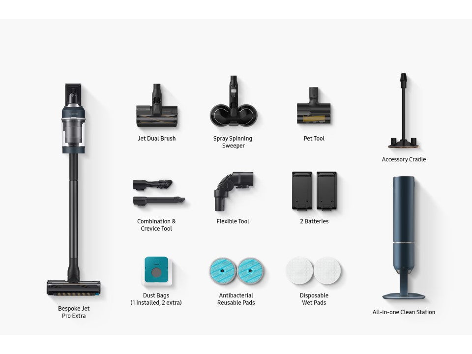 Samsung Bespoke Jet Pro Extra Cordless Stick Vacuum Cleaner 210W Suction Power