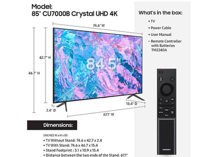 Samsung 85" CU7000 Crystal UHD 4K HDR Smart TV