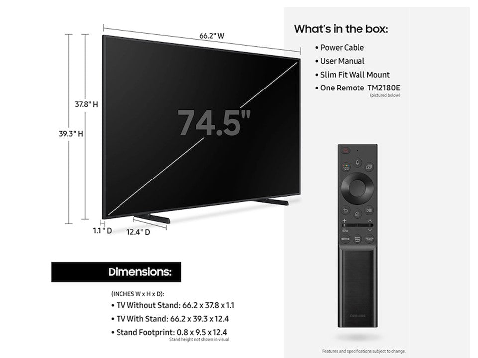 Samsung 75 LS03A The Frame Art Mode 4K HDR Smart TV with Free set of Bezel